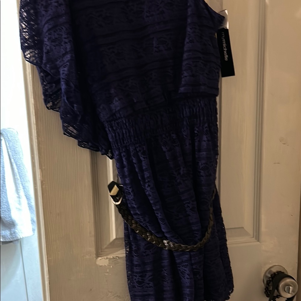 My Michelle Blue Asymmetrical Ruffled Sundress - Picture 2 of 4